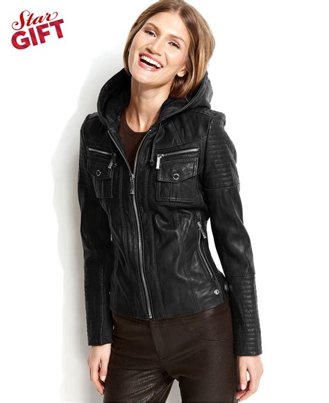 macy's michael kors leather jacket men|Michael Kors women's fitted jackets.